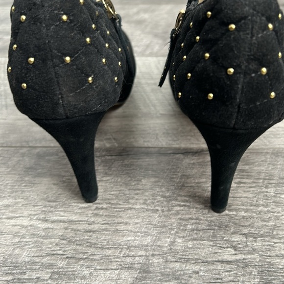 Adrienne Vittadini Suede Heel Ankle Booties  with gold studs Women size 8.5 - Picture 7 of 15